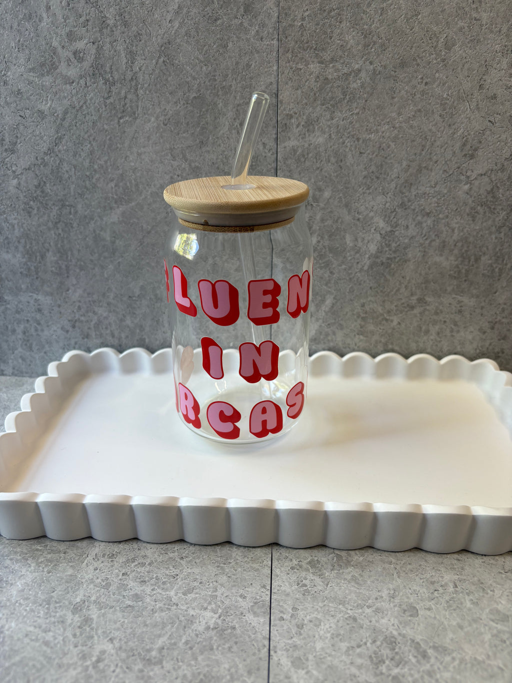 Fluent In Sarcasm Coffee Cup with Bamboo Lid & Straw