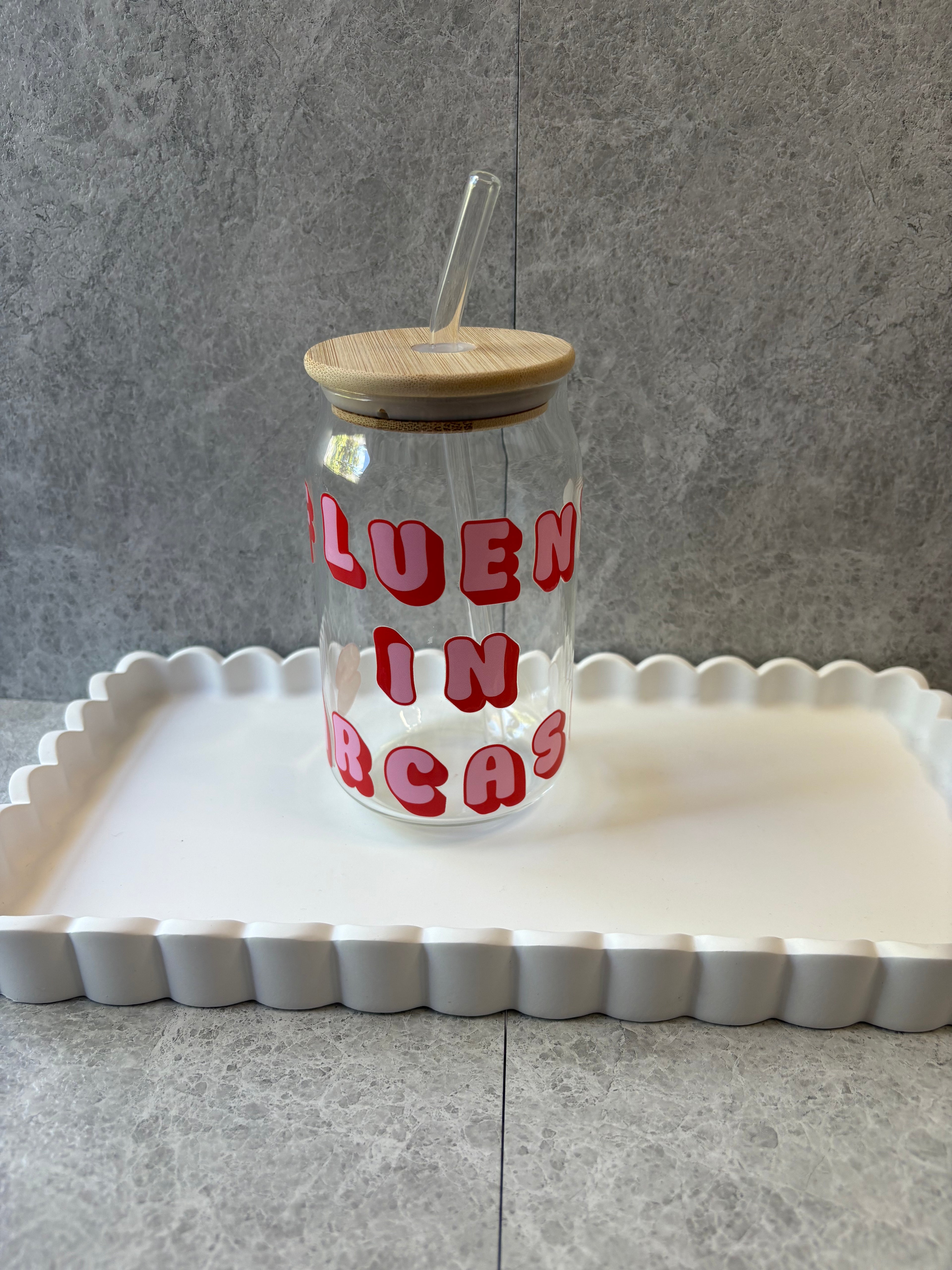 Fluent In Sarcasm Coffee Cup with Bamboo Lid & Straw