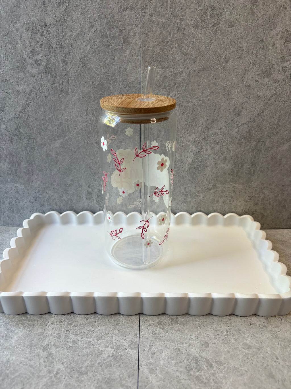 Keep Growing Coffee Glass with Bamboo Lid & Glass Straw